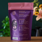 August Essentials Decaf Black Black Tea in a 15-cup bag, featuring a clear view of the packaging and product details.