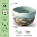 Aprika Life Japanese Matcha Tea Bowl Blue & Brown Glaze