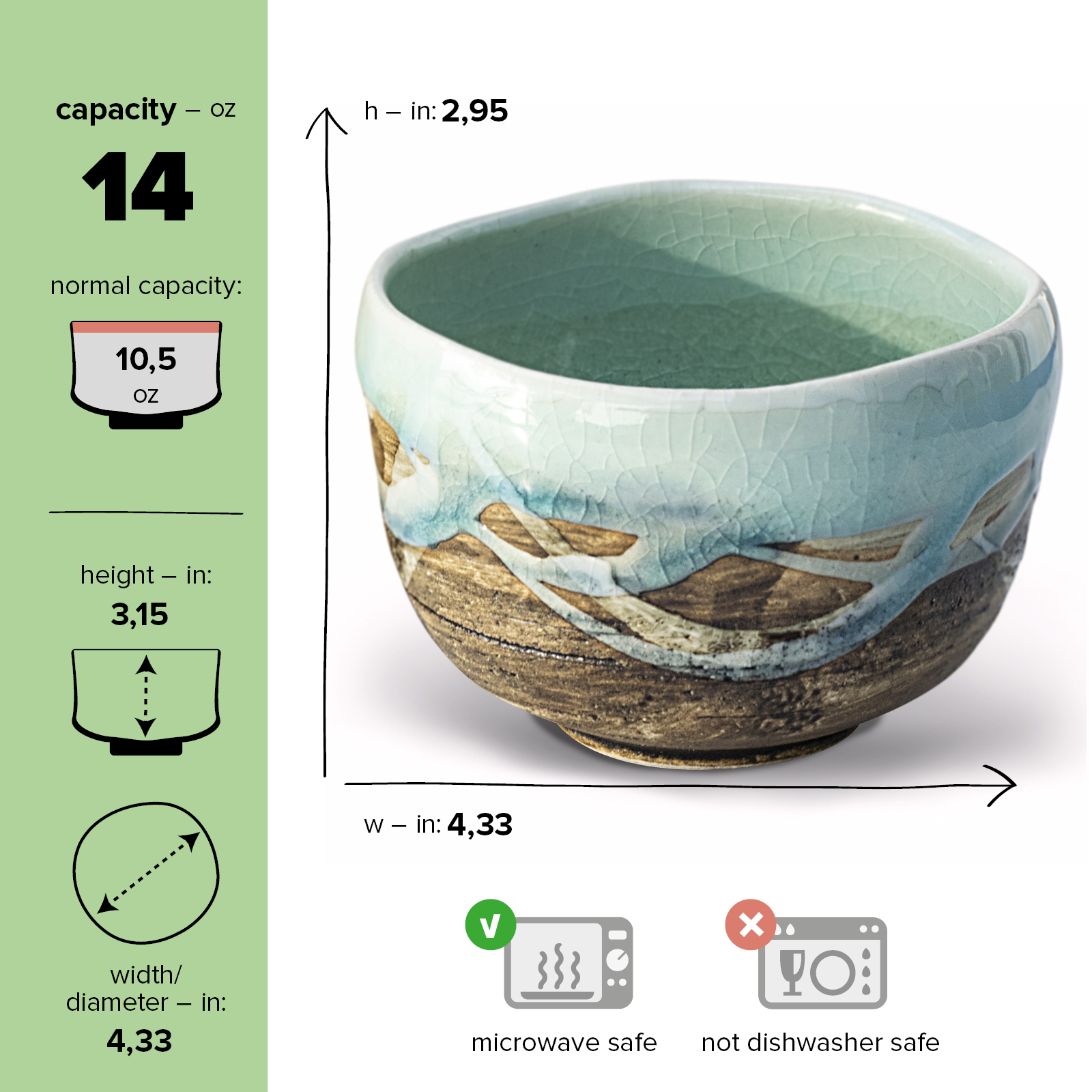 Aprika Life Japanese Matcha Tea Bowl Blue & Brown Glaze