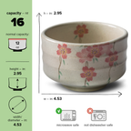 Aprika Life Pink Sakura Flowers Ceramic Matcha Bowl