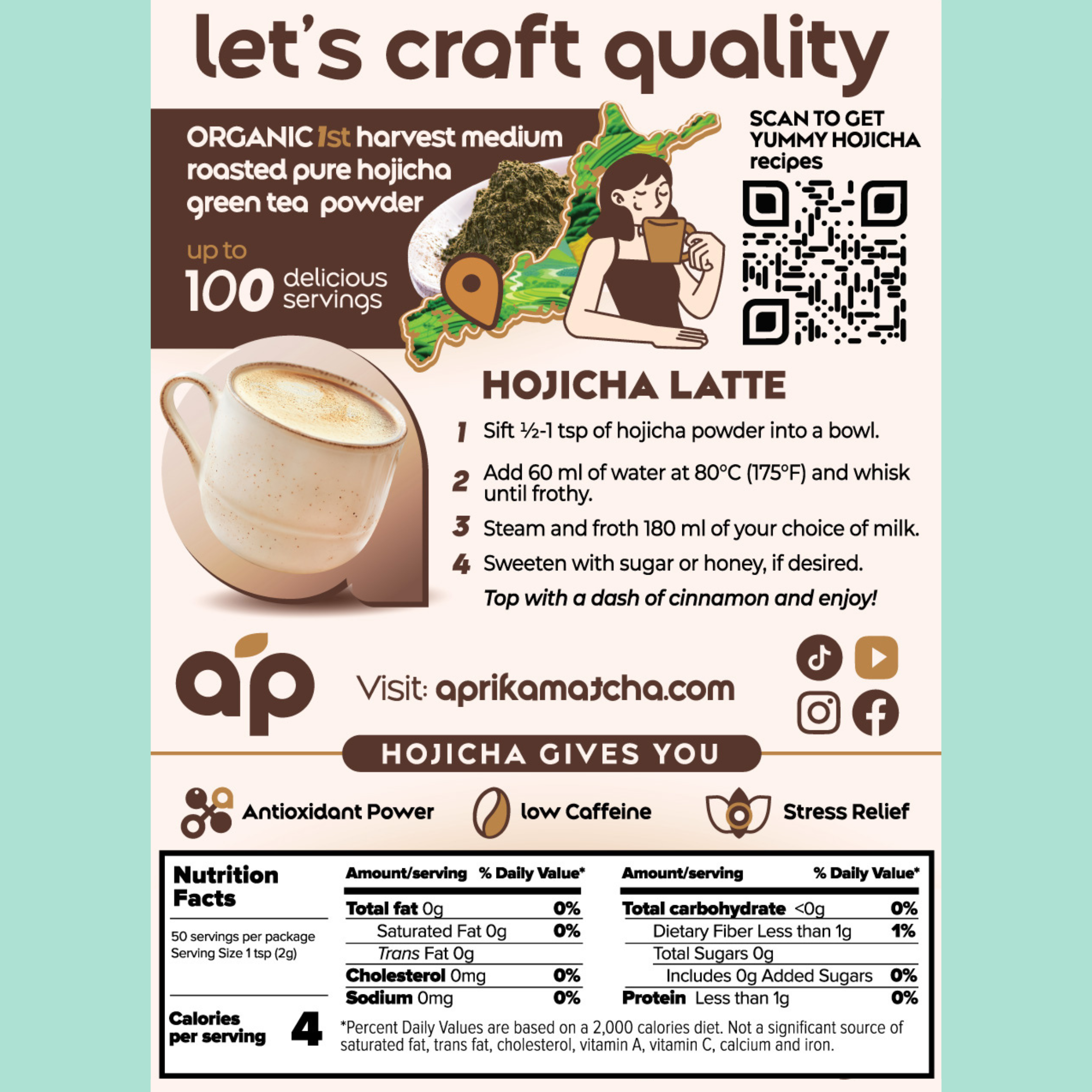 Aprika Life Hojicha Green Tea Powder