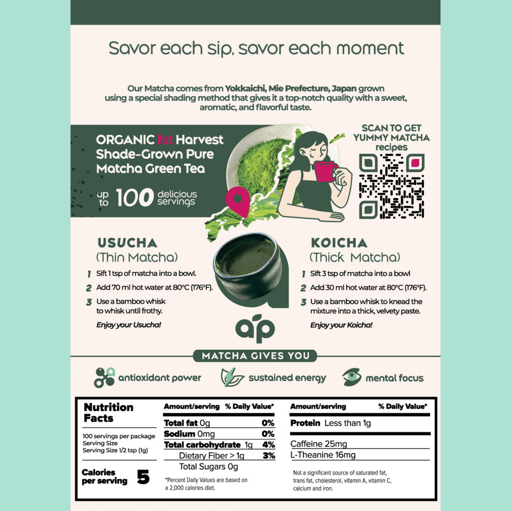 Aprika Life Organic Japanese Ceremonial Grade Matcha Green Tea Powder