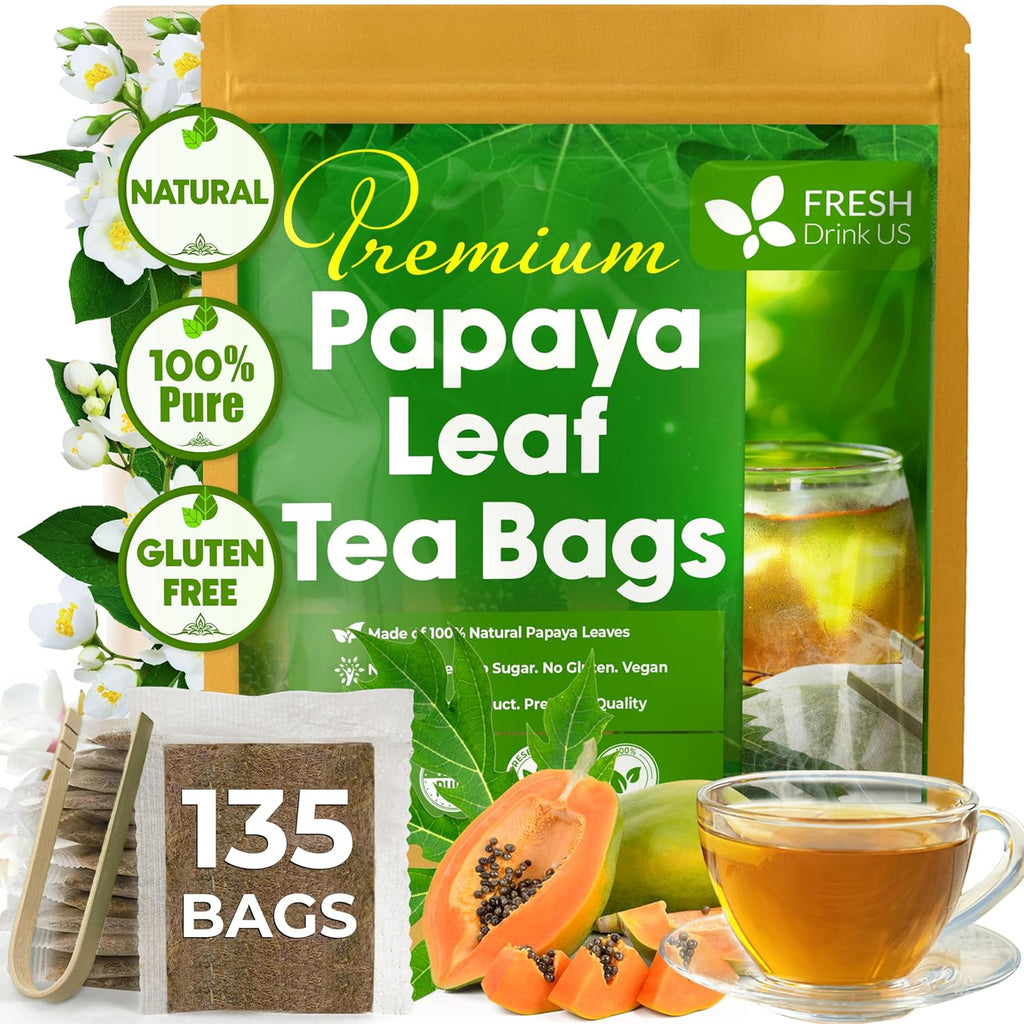 Premium Papaya Leaf Tea Bags, Made with Natural Material Tea Bags. No Sugar, No Caffeine, No Gluten, Vegan. Herbal Tea