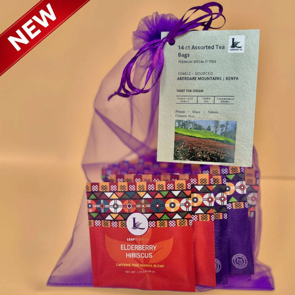 leafberri Assorted Kenyan Tea Sachets Gift Bag – 14 Count Black Tea
