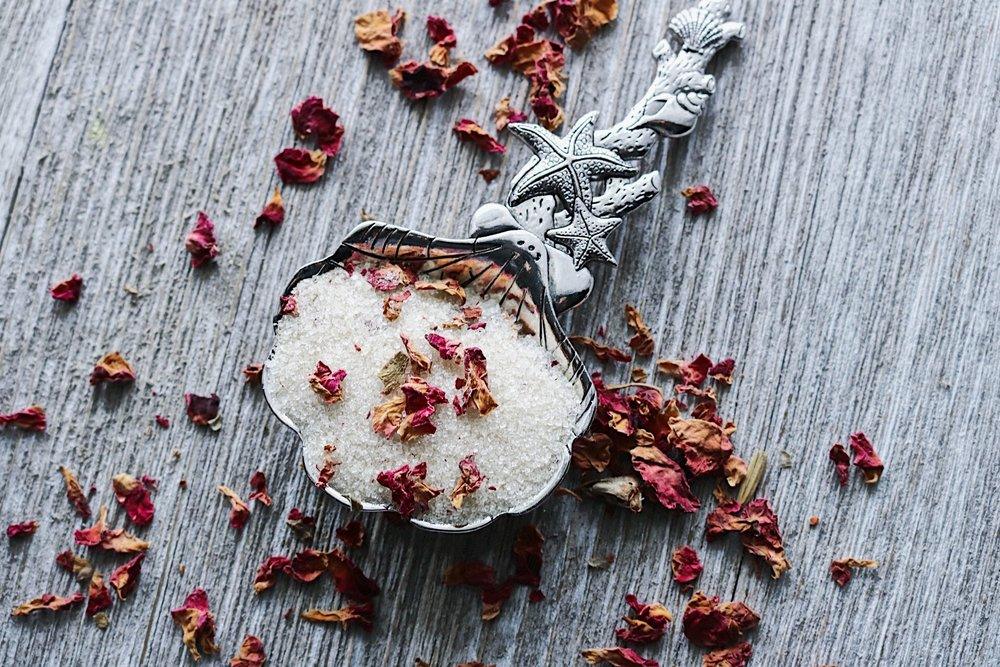 Beach House Rose Petal infused artisan culinary sugar Herbal Tea