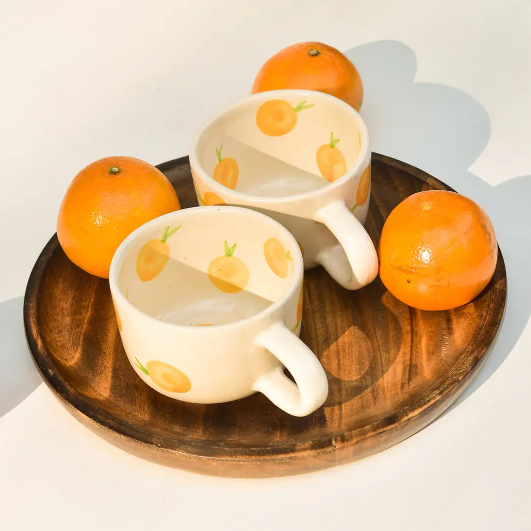 Casa Amarosa Artisan Orange Ceramic Mug – Handmade, 3 Inch