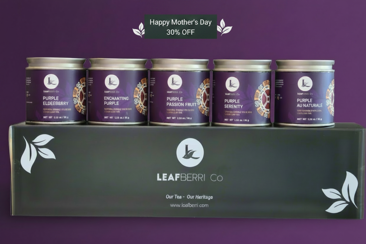 leafberri 5 Can Kenyan Purple Tea Sampler Box