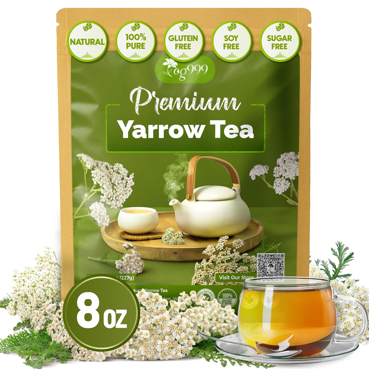 Premium Yarrow Tea Leaves | Naturally Aromatic, Freshly Packed Loose Leaf Yarrow Herbal Tea
