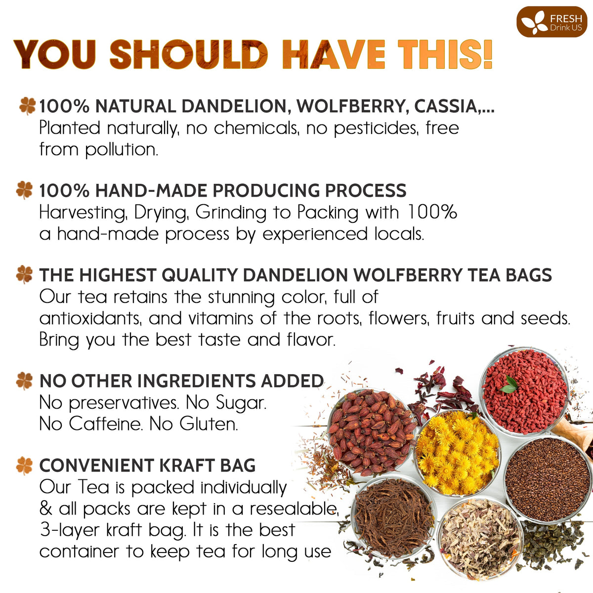 FreshDrinkUS Dandelion Wolfberry Herbal Tea