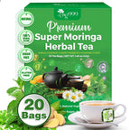 FreshDrinkUS - Natural and Premium Herbal Super Moringa Herbal Tea, Improve Digestion, Support Brain, Weight, Skin and Sleep, Eco-Conscious Tea Bags