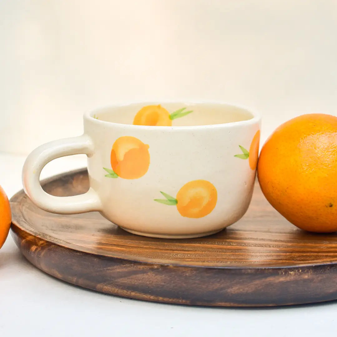 Casa Amarosa Artisan Orange Ceramic Mug – Handmade, 3 Inch
