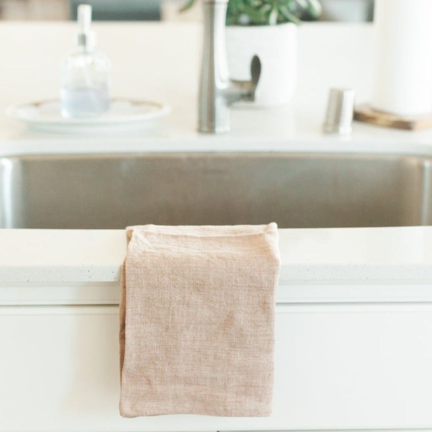 Creative Women Stone Washed Linen Tea Towel - Blush