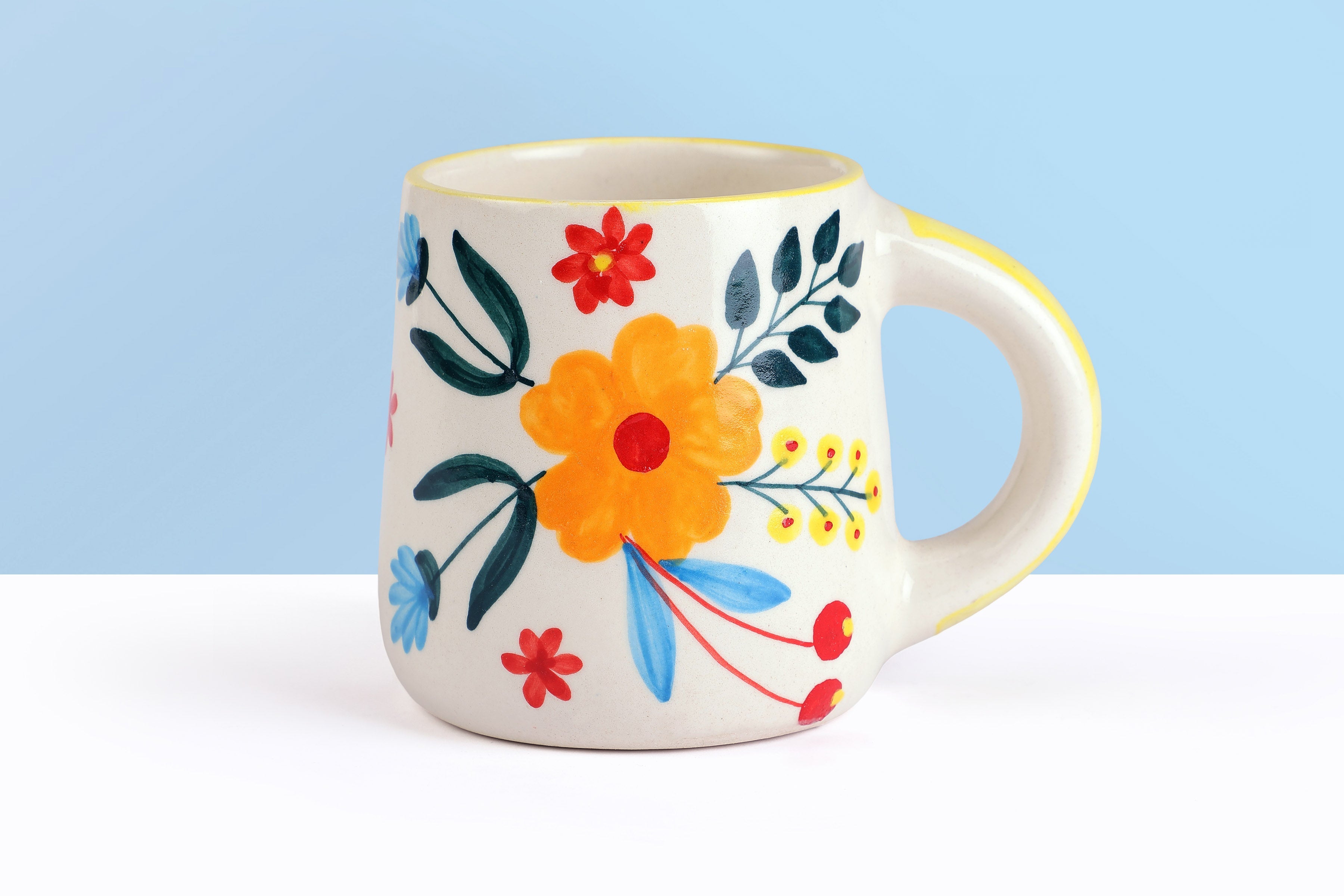 Casa Amarosa Floral Extravaganza Mug- Multi , 3.5 X 2.5 Inches ( Set of 2 )