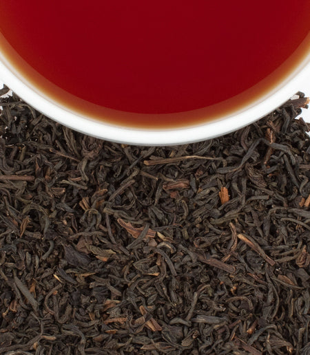 Harney & Sons Earl Grey Imperial tea displayed in a cup, showcasing its rich color and aromatic quality.