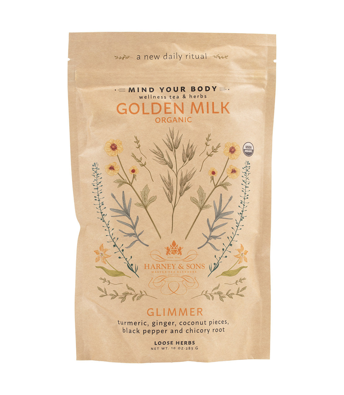 Harney & Sons Organic Golden Milk – Glimmer Wellness Blend Herbal Tea