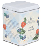Harney & Sons Berry Cobbler, Tin of 20 Sachets featuring herbal tea with blueberry, raspberry, vanilla, and cinnamon flavors.