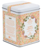 Harney & Sons Jane's Garden Tea, Tin of 20 Sachets, featuring premium green tea with pomegranate and rose, in a black or pink tin.