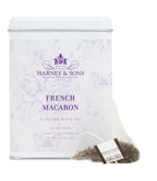 Harney & Sons French Macaron, Tin of 20 Sachets, featuring a colorful assortment of tea sachets in a decorative tin.