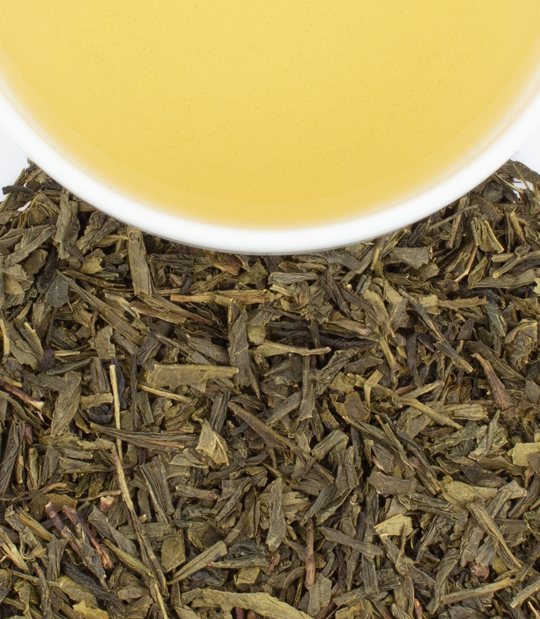 Harney & Sons Organic Supreme Green, HT Tin of 20 Sachets, displayed with a cup showcasing the tea