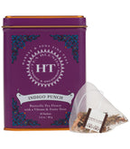 Harney & Sons Indigo Punch, HT Tin of 20 Sachets, shown in a tin packaging featuring a blue design and sachet details.