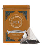 Harney & Sons Salted Caramel, HT Tin of 20 Sachets, displayed in a tin with sachets for brewing tea.