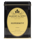 Harney & Sons Peppermint Herbal tea, loose leaf, 3 oz package, by Harney & Sons, shown in a clear bag.
