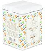Harney & Sons Wellness in the Cup, Tin of 20 Sachets showing herbal tea sachets and a recyclable tin container.
