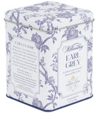 Harney & Sons Williamsburg Earl Grey, Tin of 20 Sachets, featuring an elegant tin with 18th-century Arcadia Pattern design.