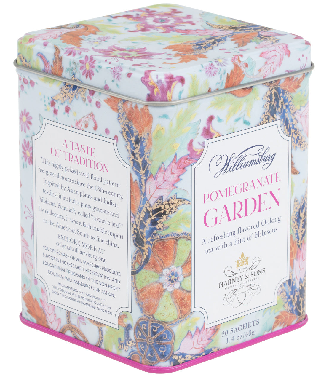 Harney & Sons Williamsburg Pomegranate Garden, Tin of 20 Sachets