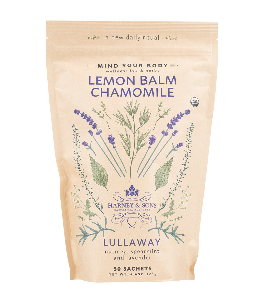 Harney & Sons Organic Lemon Balm Chamomile, Bag of 50 Sachets Herbal Tea