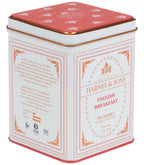 Harney & Sons English Breakfast, Classic Tin of 20 Sachets, featuring a sleek tin design with sachets inside.