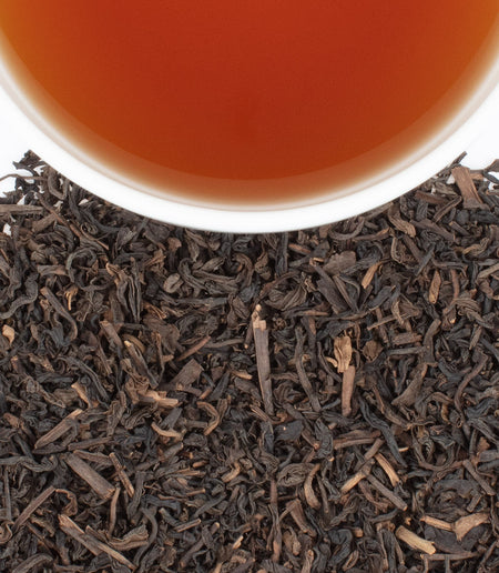 Harney & Sons Decaf Ceylon (Decaf Orange Pekoe) in a cup, showcasing the rich color of decaffeinated black tea.
