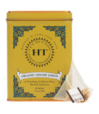 Harney & Sons Organic Ginger Lemon, HT Tin of 20 Sachets, showing a tin with tea sachets inside