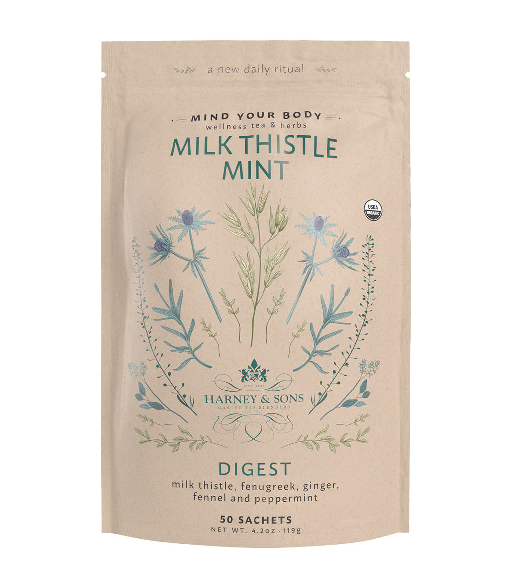 Harney & Sons Organic Milk Thistle Mint, Bag of 50 Sachets Herbal Tea