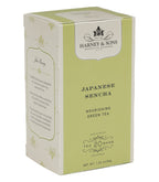 Harney & Sons Japanese Sencha tea bags in a box, shown in product packaging, from vendor Harney & Sons.