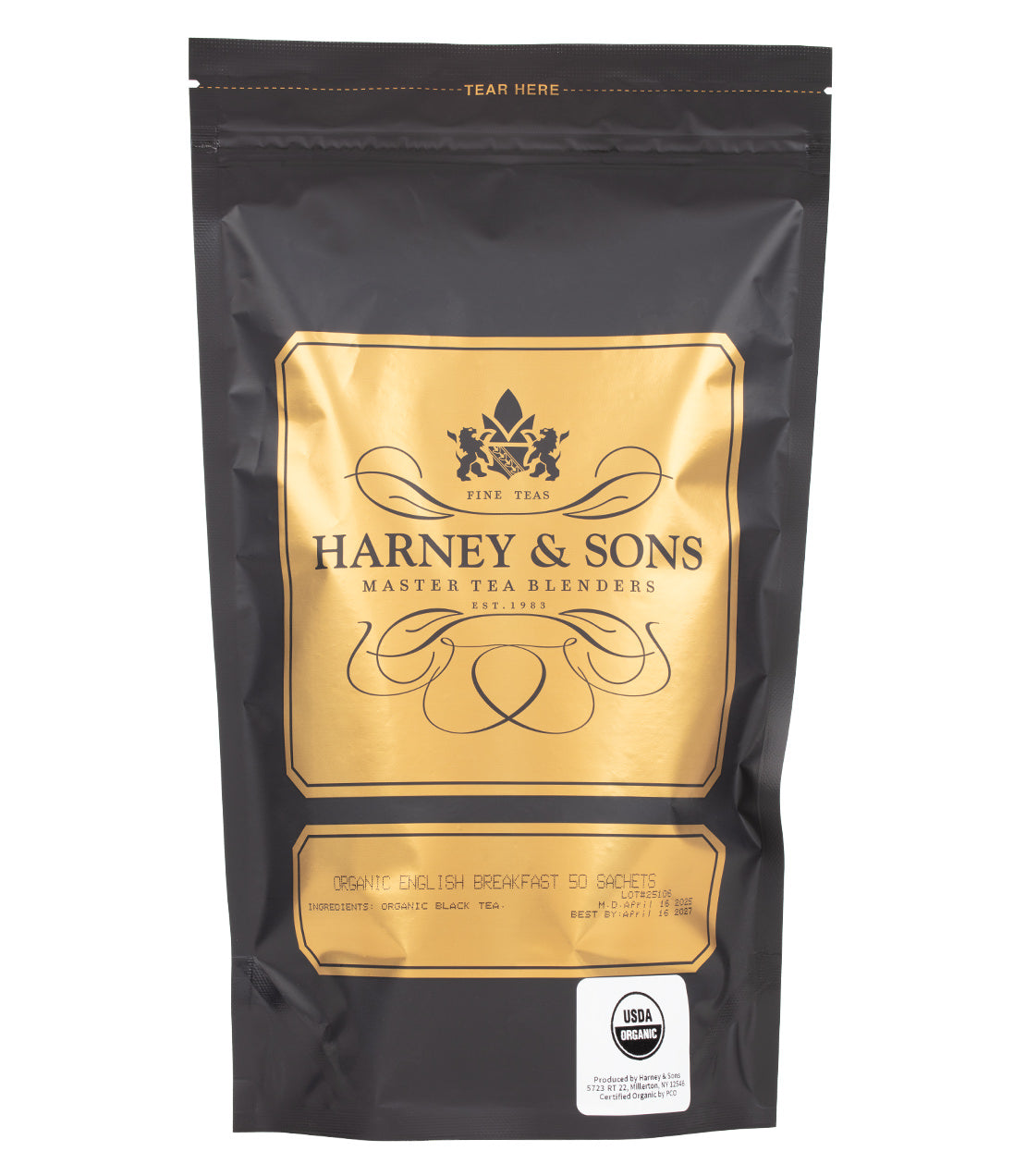 Harney & Sons Organic English Breakfast, Bag of 50 Sachets Black Tea