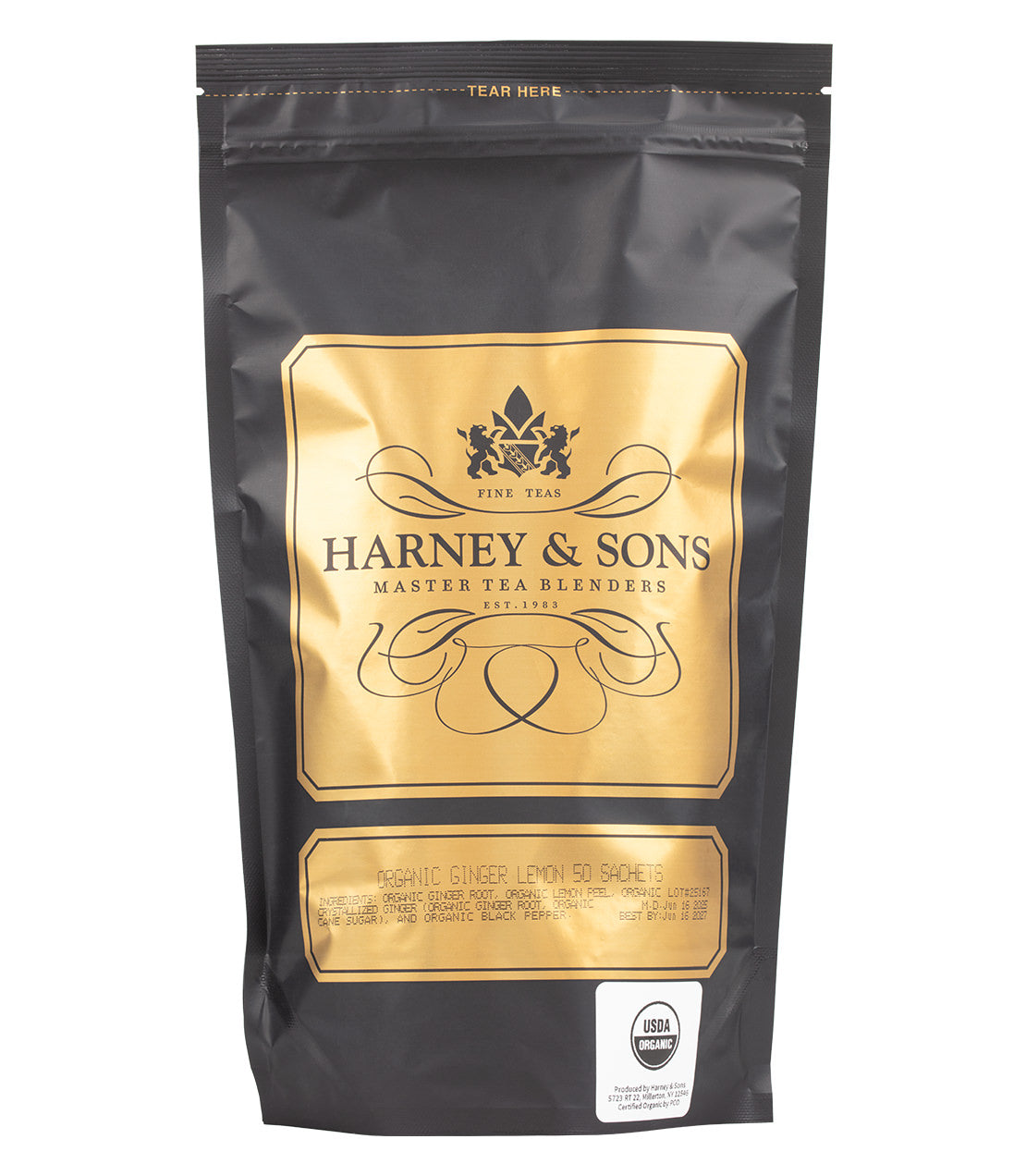 Harney & Sons Organic Ginger Lemon, Bag of 50 Sachets Herbal Tea