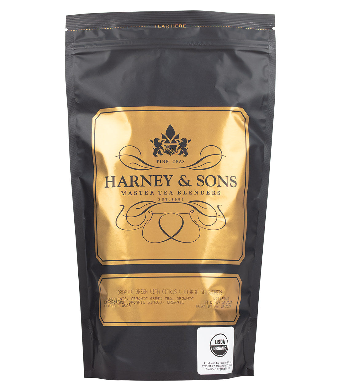 Harney & Sons Organic Green with Citrus & Ginkgo, Bag of 50 Sachets Tea