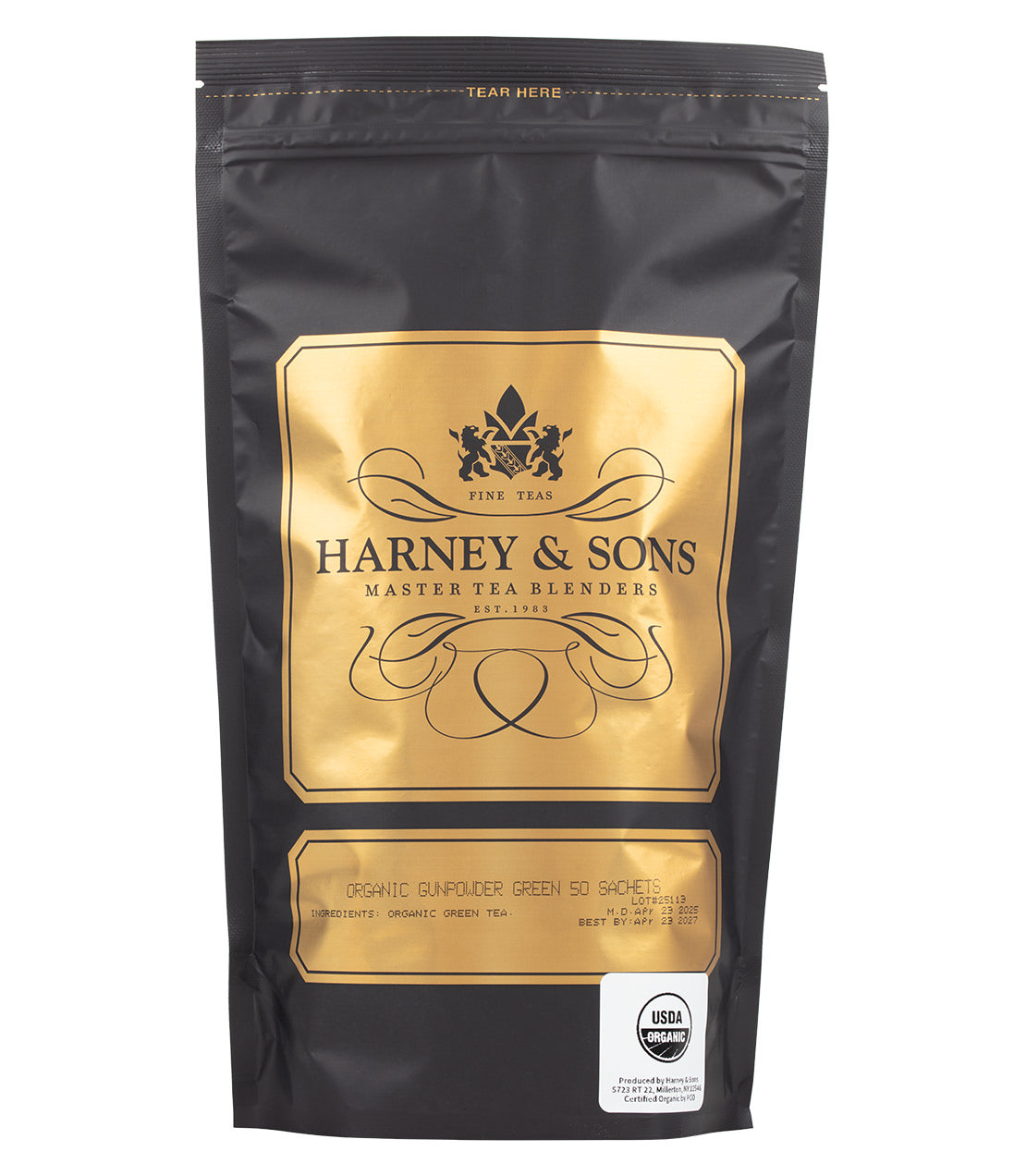 Harney & Sons Organic Gunpowder, Bag of 50 Sachets Green Tea