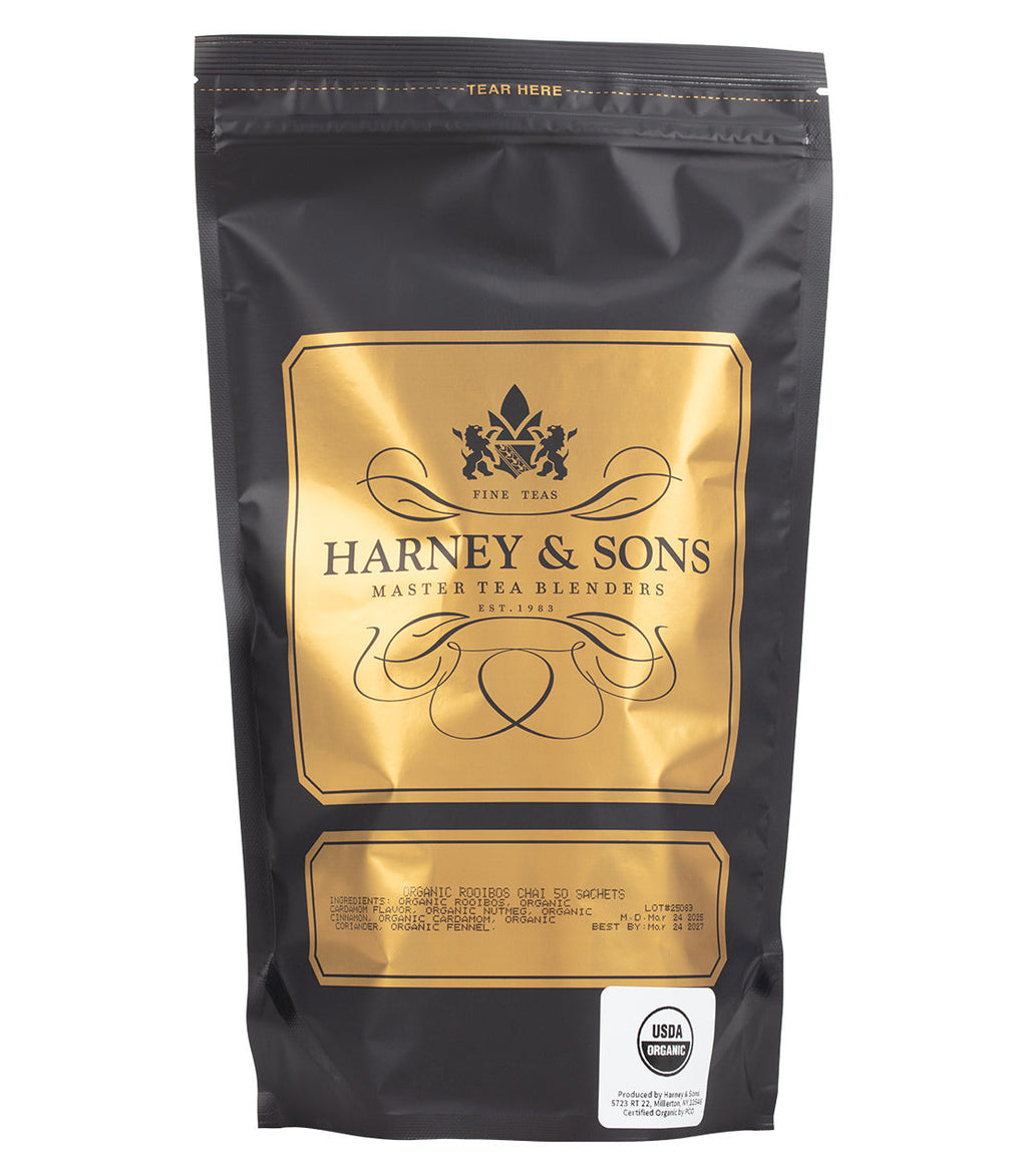 Harney & Sons Organic Rooibos Chai, Bag of 50 Sachets Tea