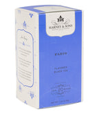 Harney & Sons Paris, 20 count premium teabags, displayed in packaging with a vibrant design, from Harney & Sons.