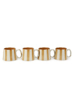 Casa Amarosa Ceramic Brown Stripe Cup - 3.5 x 2.5 Inches ( Set of 4 )