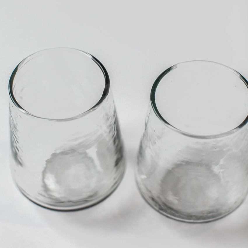 Creative Women Handblown Hammered Glass Water Tumbler, Clear - set of 4