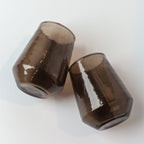 Creative Women Handblown Hammered Glass Water Tumbler, Smoke - set of 4