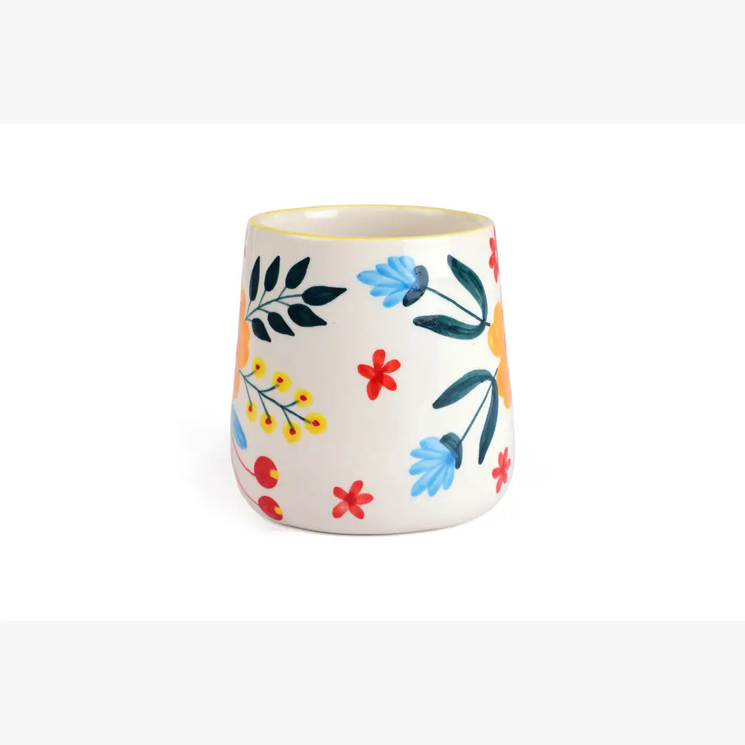 Casa Amarosa Floral Extravaganza Mug- Multi , 3.5 X 2.5 Inches ( Set of 4 )