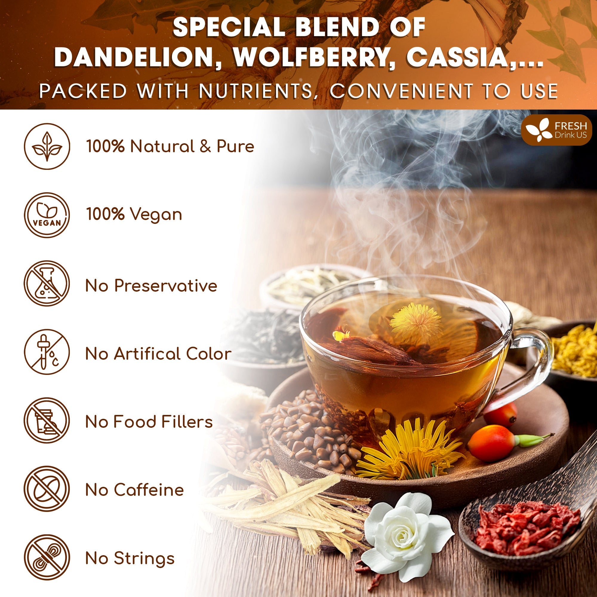 FreshDrinkUS Dandelion Wolfberry Herbal Tea