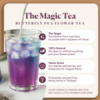 Plum Deluxe Butterfly Pea Sampler Kit featuring herbal tea blends in packaging, displayed on a neutral background.
