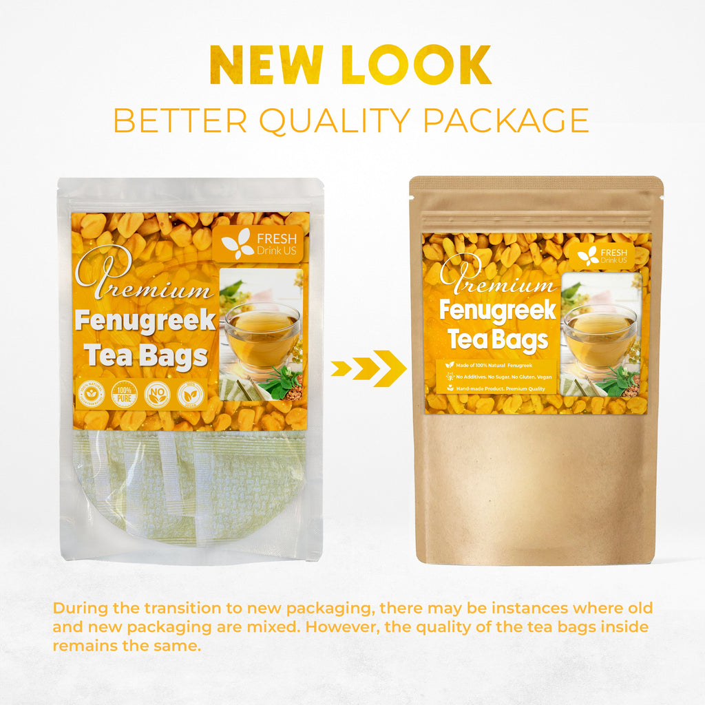 Premium Fenugreek Tea Bags. No Sugar, No Caffeine, No Gluten, Vegan. (30 Tea Bags) Herbal Tea
