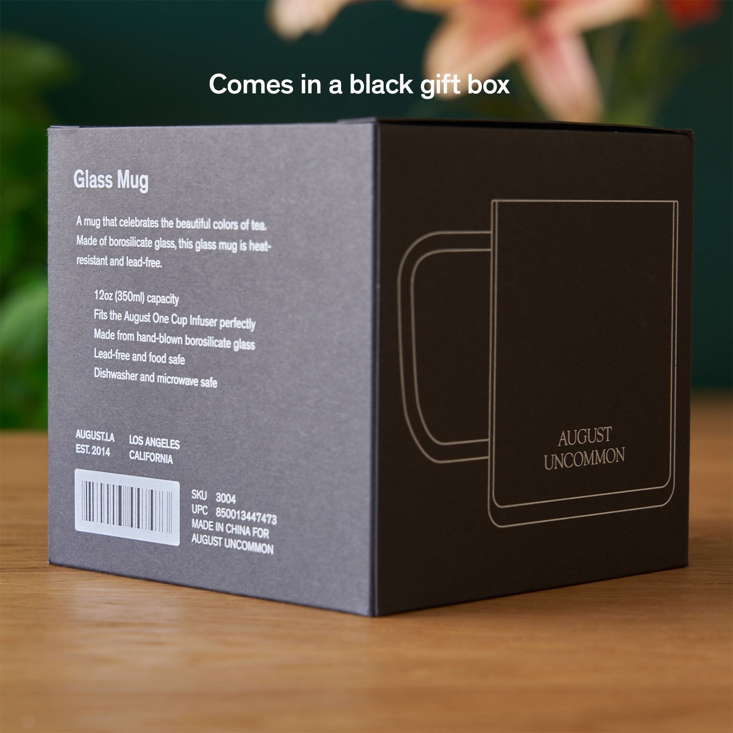 August Glass Mug - Clear Elegance, a transparent glass mug showcasing a sleek and simple design, ideal for beverages.