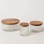 Fleck Fluted Glass Storage Jars - set of 3